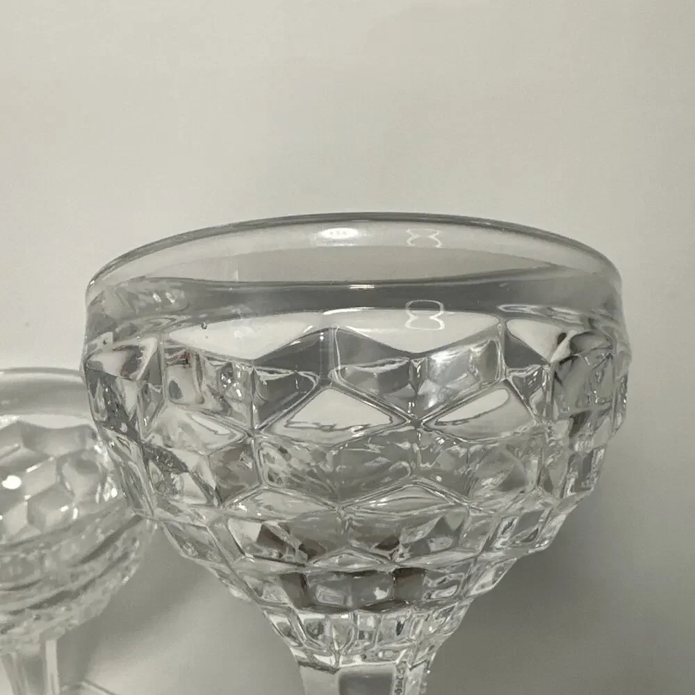 Fostoria American hex foot champagne tall sherbet glasses set of two cubist EUC!